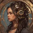Steampunk portrait of Jenna Ortega, Highly Detailed, Intricate, Artstation, Beautiful, Digital Painting, Sharp Focus, Concept Art, Elegant