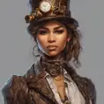 Steampunk portrait of Zendaya, Highly Detailed, Intricate, Artstation, Beautiful, Digital Painting, Sharp Focus, Concept Art, Elegant