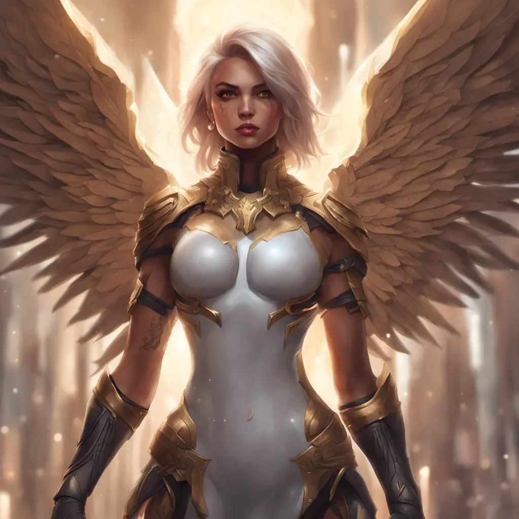 Matte portrait of Kayle with tattoos, 8k, Highly Detailed, Alluring, Artstation, Bokeh effect, Sharp Focus, Volumetric Lighting, Concept Art by Stanley Artgerm Lau, Greg Rutkowski