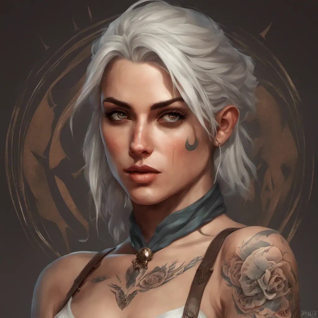 Matte portrait of Ciri with tattoos, 8k, Highly Detailed, Powerful, Alluring, Artstation, Magical, Digital Painting, Photo Realistic, Sharp Focus, Volumetric Lighting, Concept Art by Stanley Artgerm Lau, Alphonse Mucha, Greg Rutkowski