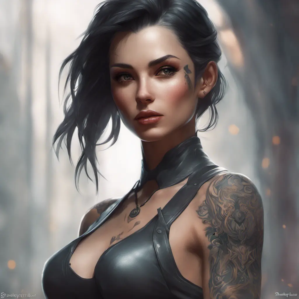 Matte portrait of Vex with tattoos, 8k, Highly Detailed, Alluring, Artstation, Bokeh effect, Sharp Focus, Volumetric Lighting, Concept Art by Stanley Artgerm Lau, Greg Rutkowski