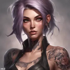 Matte portrait of Lyx from League of Legends with tattoos, 8k, Highly Detailed, Powerful, Alluring, Artstation, Magical, Digital Painting, Photo Realistic, Sharp Focus, Volumetric Lighting, Concept Art by Stanley Artgerm Lau, Greg Rutkowski