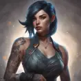 Matte portrait of Vex from League of Legends with tattoos, 8k, Highly Detailed, Powerful, Alluring, Artstation, Magical, Digital Painting, Photo Realistic, Sharp Focus, Volumetric Lighting, Concept Art by Stanley Artgerm Lau, Greg Rutkowski