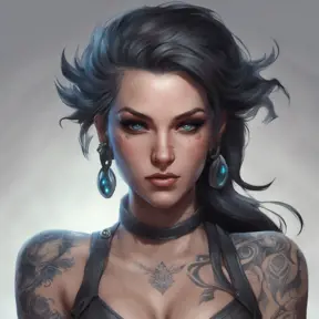 Matte portrait of Vex from League of Legends with tattoos, 8k, Highly Detailed, Powerful, Alluring, Artstation, Magical, Digital Painting, Photo Realistic, Sharp Focus, Volumetric Lighting, Concept Art by Stanley Artgerm Lau, Greg Rutkowski