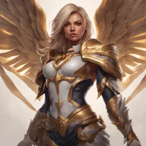 Matte portrait of Kayle from League of Legends with tattoos, 8k, Highly Detailed, Powerful, Alluring, Artstation, Magical, Digital Painting, Photo Realistic, Sharp Focus, Volumetric Lighting, Concept Art by Stanley Artgerm Lau, Greg Rutkowski