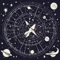 Stencil of astronomy horoscope in space with stars, planets, shooting stars and moon, Digital Illustration