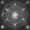 polution symboles, connected to other universes, to the invisible worlds, shades of grey colors, shinning light, sacred geometry, Digital Illustration