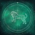 galaxy constellation of stars joined by thin straight lines horoscope leo aqua green, Digital Illustration