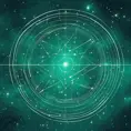galaxy constellation of stars joined by thin straight lines horoscope leo aqua green, Digital Illustration