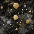 minimalist, elegant, discreet, abstract, enigmatic, sophisticated, modern, mysterious and perfect painting of constellations in black gold and silver, Digital Illustration