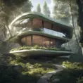 Beautiful futuristic organic house made from imaginary plants in a forest, 8k, Award-Winning, Highly Detailed, Beautiful, Epic, Octane Render, Unreal Engine, Radiant, Volumetric Lighting by WLOP