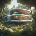 Beautiful futuristic organic house made from imaginary plants in a forest, 8k, Award-Winning, Highly Detailed, Beautiful, Epic, Octane Render, Unreal Engine, Radiant, Volumetric Lighting by Beeple