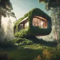 Beautiful futuristic organic house made from imaginary plants in a forest, 8k, Award-Winning, Highly Detailed, Beautiful, Epic, Octane Render, Unreal Engine, Radiant, Volumetric Lighting by Beeple