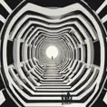 Psychedelic vantablack portal in a stark white void, adventurecore, dreamy, Futuristic, Sci-Fi by Andrey Remnev