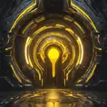 Dark yellow magical portal place, Futuristic, Sci-Fi