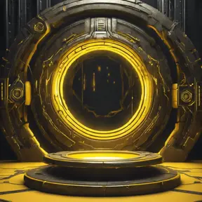 Dark yellow magical portal place, Futuristic, Sci-Fi