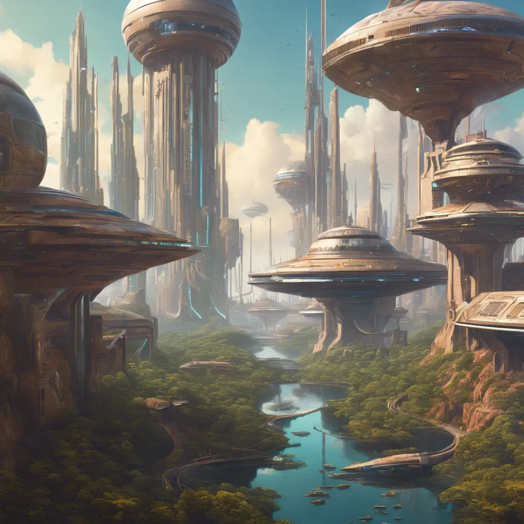 An utopian image of a world built using AI, Sci-Fi by Greg Rutkowski