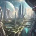 An utopian image of a world built using AI technology, Sci-Fi by Stanley Artgerm Lau