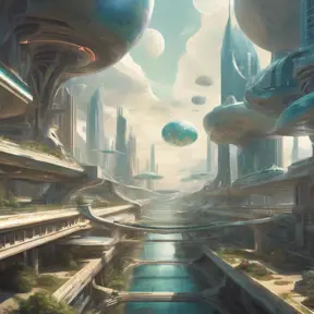 An utopian image of a world built using AI technology, Sci-Fi by Stanley Artgerm Lau