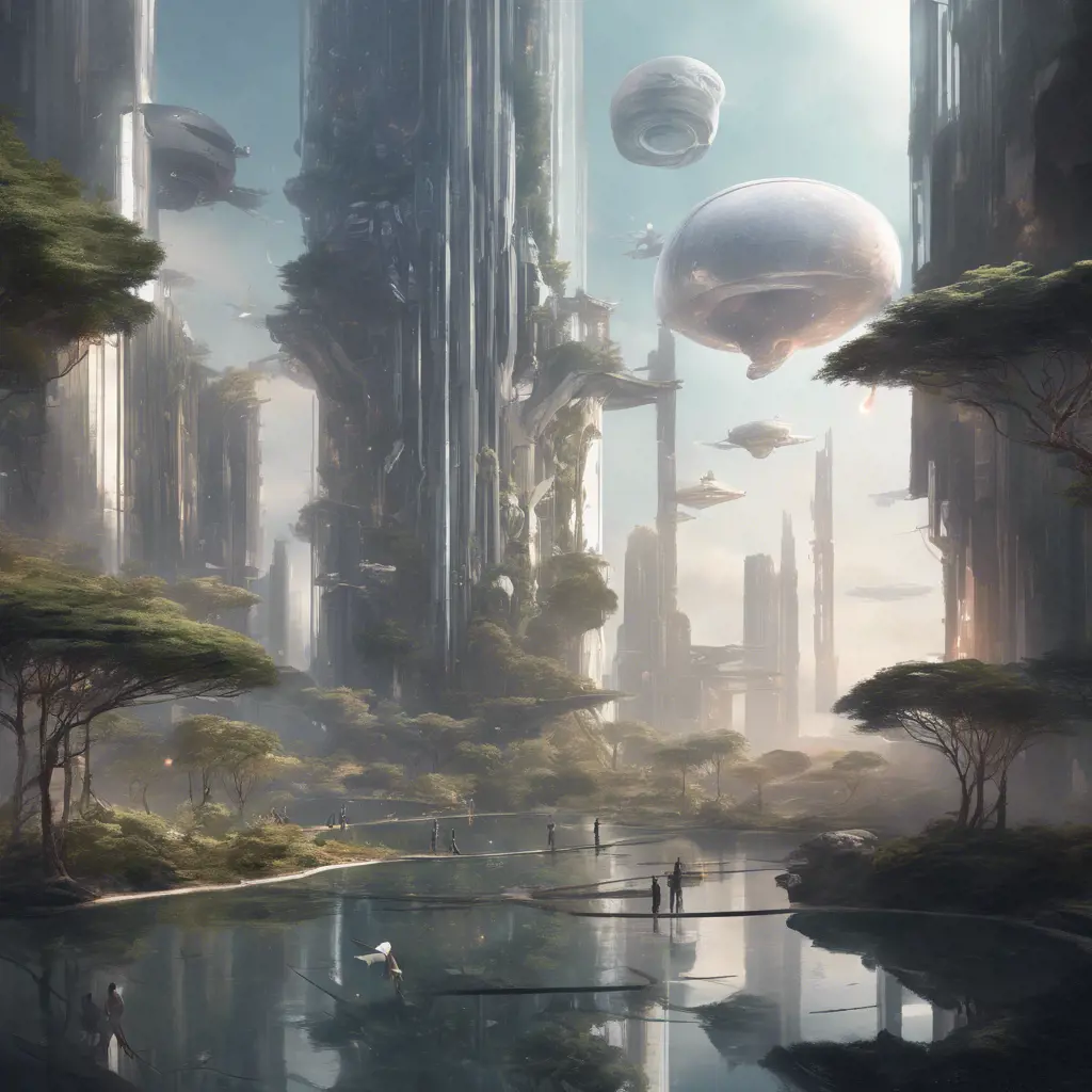An utopian image of a world built using AI, Sci-Fi by WLOP