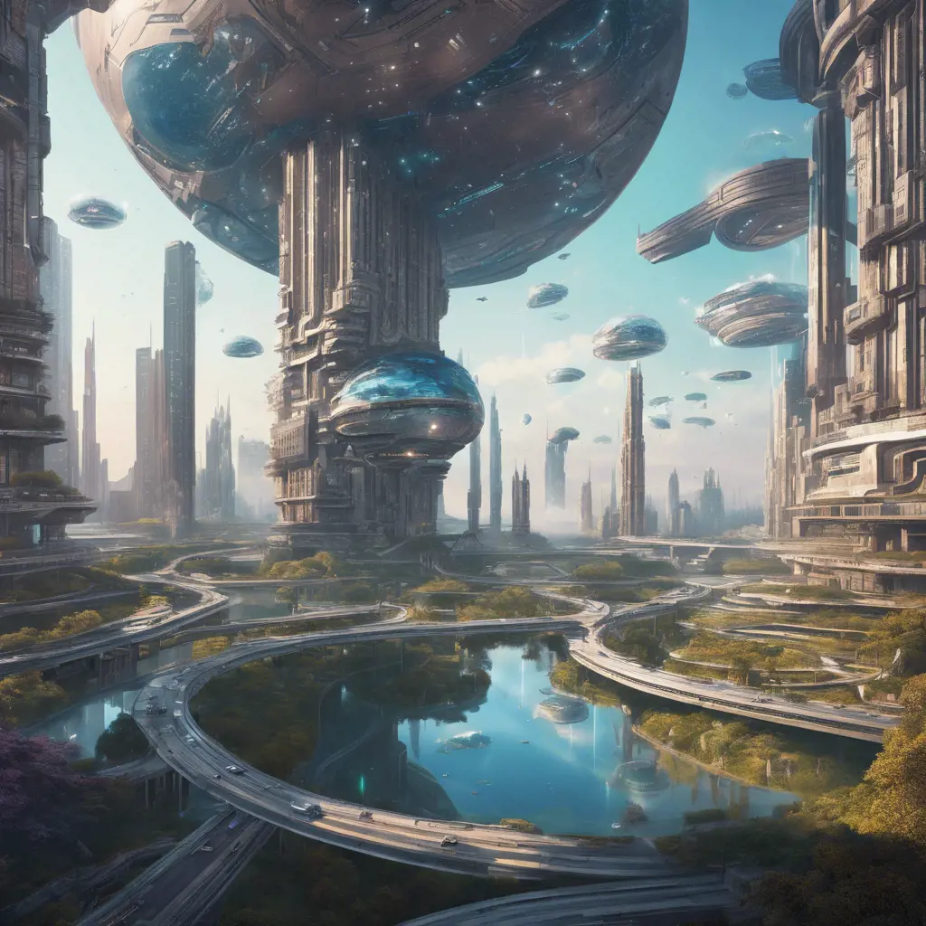 An utopian image of a world built using AI, Sci-Fi by Stefan Kostic