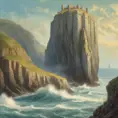 Create a captivating background, Cliffs of Dover in the background. vintage poster paint book cover style design, Highly Detailed, Poster, Fantasy by Stanley Artgerm Lau