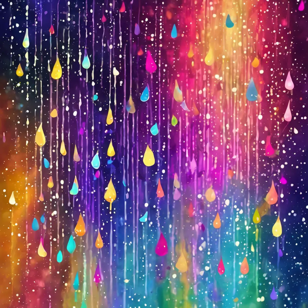 Abstract magical rain, universe, stars, Iridescence, Vibrant Colors