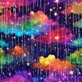 Abstract magical rain, universe, stars, Iridescence, Vibrant Colors