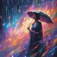 Abstract magical rain, universe, stars, Iridescence, Volumetric Lighting by Stanley Artgerm Lau