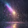 Abstract magical rain, universe, stars, Iridescence, Volumetric Lighting by WLOP