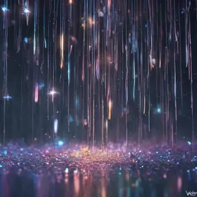 Abstract magical rain, universe, stars, Iridescence, Volumetric Lighting by WLOP