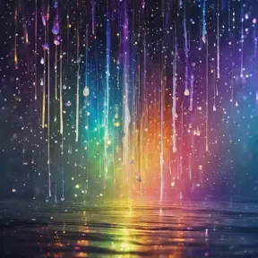 Abstract magical rain, universe, stars, Iridescence, Volumetric Lighting by Stefan Kostic