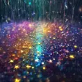 Abstract magical rain, universe, stars, Iridescence, Volumetric Lighting by Stefan Kostic