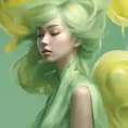 Muted tones of pastel green and yellow, evoking a sense of calmness, endless muse, Digital Art, 3D art, Elegant by Stanley Artgerm Lau
