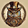 Steampunk portrait of an owl, clean vector, colorful illustration, inspired by future technology, Highly Detailed, Vintage Illustration, Steampunk, Smooth, Vector Art, Colorful