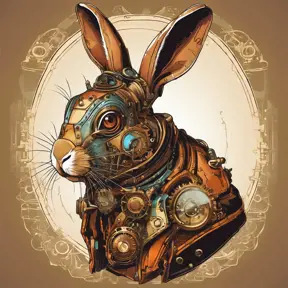 Steampunk portrait of a Rabbit, clean vector, colorful illustration, inspired by future technology, Highly Detailed, Vintage Illustration, Steampunk, Smooth, Vector Art, Colorful by Greg Rutkowski