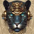 Steampunk portrait of a Panther, clean vector, colorful illustration, inspired by future technology, Highly Detailed, Vintage Illustration, Steampunk, Smooth, Vector Art, Colorful by Stefan Kostic