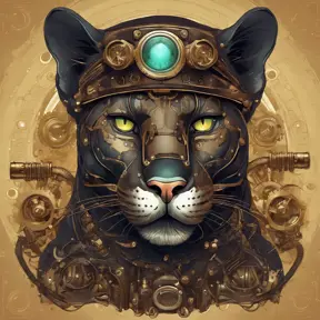 Steampunk portrait of a Panther, clean vector, colorful illustration, inspired by future technology, Highly Detailed, Vintage Illustration, Steampunk, Smooth, Vector Art, Colorful by Stefan Kostic