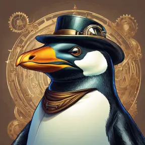 Steampunk portrait of a Penguin, clean vector, colorful illustration, inspired by future technology, Highly Detailed, Vintage Illustration, Steampunk, Smooth, Vector Art, Colorful by Stanley Artgerm Lau