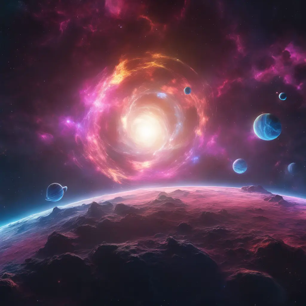 Vibrant nebula with majestic planets of the wind, 8k, Award-Winning, Highly Detailed, Beautiful, Epic, Octane Render, Unreal Engine, Radiant, Volumetric Lighting by Greg Rutkowski