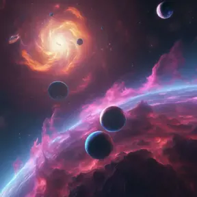 Vibrant nebula with majestic planets of the wind, 8k, Award-Winning, Highly Detailed, Beautiful, Epic, Octane Render, Unreal Engine, Radiant, Volumetric Lighting by WLOP