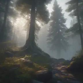 Beautiful misty swedish forest from the view of a mountain, Atmospheric, Highly Detailed, Intricate, Trending on Artstation, Stunning, Realistic, Unreal Engine, Dynamic Lighting, Radiant, Fantasy by Stanley Artgerm Lau
