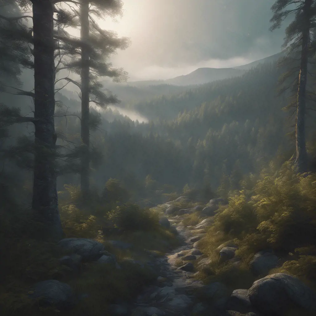 Beautiful misty swedish forest from the view of a mountain, Atmospheric, Highly Detailed, Intricate, Trending on Artstation, Stunning, Realistic, Unreal Engine, Dynamic Lighting, Radiant, Fantasy by Stanley Artgerm Lau