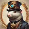 Steampunk portrait of a mole, clean vector, colorful illustration, inspired by future technology, Highly Detailed, Vintage Illustration, Steampunk, Smooth, Vector Art, Colorful by Stanley Artgerm Lau