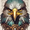 Steampunk portrait of a Eagle, clean vector, colorful illustration, inspired by future technology, Highly Detailed, Vintage Illustration, Steampunk, Smooth, Vector Art, Colorful by Stanley Artgerm Lau