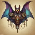 Steampunk portrait of a Bat, clean vector, colorful illustration, inspired by future technology, Highly Detailed, Vintage Illustration, Steampunk, Smooth, Vector Art, Colorful by Stanley Artgerm Lau