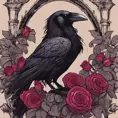 Gothic raven with roses, 4k, Award-Winning