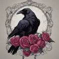 Gothic raven with roses, 4k, Award-Winning