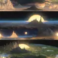 Earth going through cycles of creation and destruction, Award-Winning, Volumetric Lighting, Fantasy, Dark by Studio Ghibli