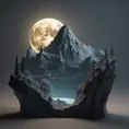 Mountain surreal moon, Award-Winning, Volumetric Lighting, Fantasy, Dark by Studio Ghibli